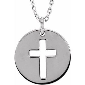 Pierced Cross Disc Necklace