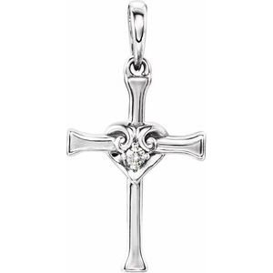 Accented Heart & Cross Pendant