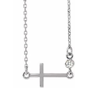Accented Sideways Cross Necklace