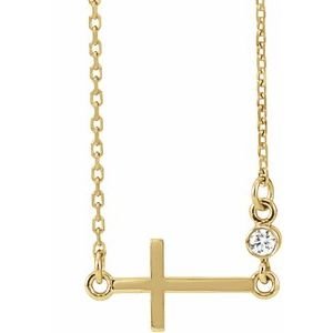 Accented Sideways Cross Necklace - Image 3