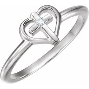 Accented Cross & Heart Ring