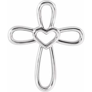 Cross with Heart Necklace or Pendant