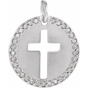 Accented Pierced Cross Necklace or Pendant