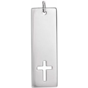 Engravable Pierced Cross Bar Necklace or Pendant