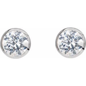 Round Bezel-Set Cocktail-Style Stud Earrings - Image 2