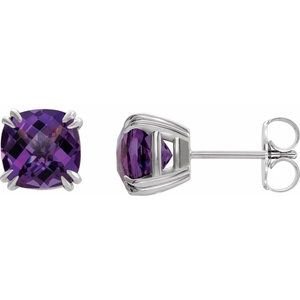 Cushion Double Claw-Prong Stud Earrings - Image 3