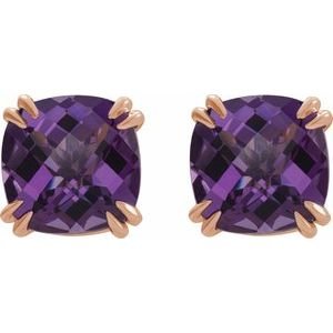 Cushion Double Claw-Prong Stud Earrings - Image 2