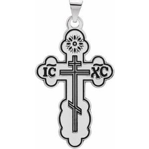 Orthodox Cross Pendant with Black Inlay
