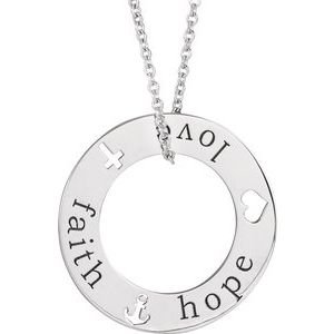 Engravable Faith, Love, & Hope Loop Necklace or Pendant