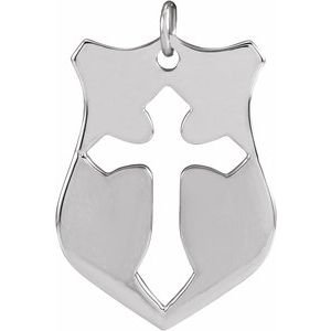 Pierced Cross Shield Necklace or Pendant