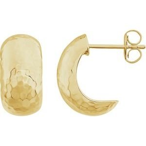 Hammered J-Hoop Earrings