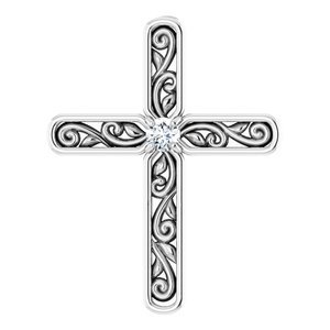 Sculptural Solitaire Cross Pendant