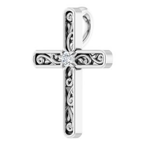 Sculptural Solitaire Cross Pendant - Image 2