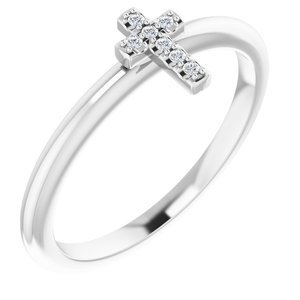 Accented Stackable Cross Ring