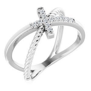 Accented Cross Rope Ring