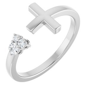 Accented Negative Space Cross Ring