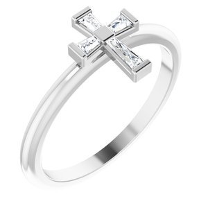 Accented Stackable Cross Ring