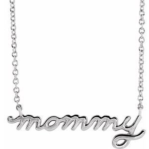 Petite Mommy Script Necklace or Center