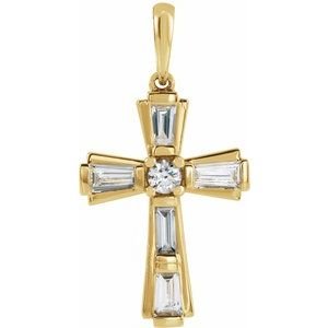Accented Baguette Cross Necklace or Pendant