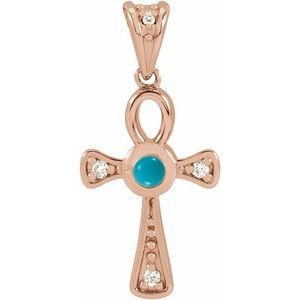 Cabochon Ankh Cross Necklace or Pendant