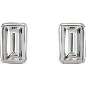 Straight Baguette Bezel-Set Stud Earrings - Image 2