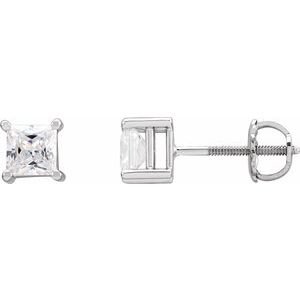Square 4-Prong Stud Earrings - Image 2