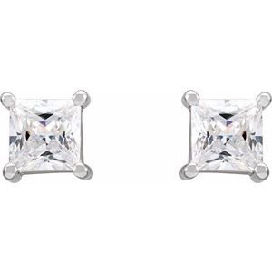 Square 4-Prong Stud Earrings - Image 3