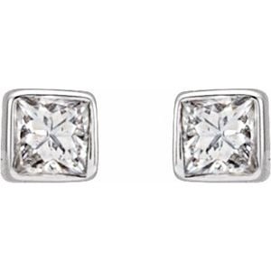 Square Bezel-Set Stud Earrings - Image 2