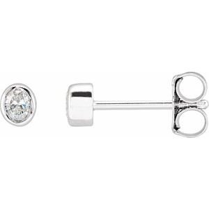 Oval Bezel-Set Stud Earrings