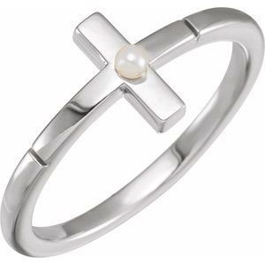 Pearl Sideways Cross Ring