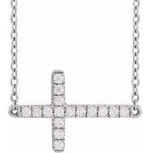 Lab-Grown Diamond Sideways Cross Necklace - Image 3