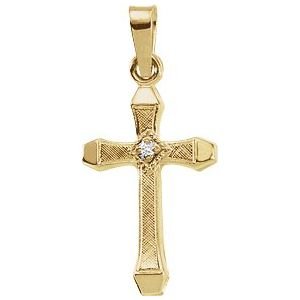 Hollow Solitaire Cross Pendant