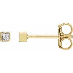 Square Bezel-Set Stud Earrings - Image 3