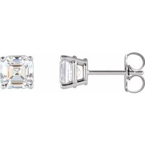 Asscher 4-Prong Stud Earrings
