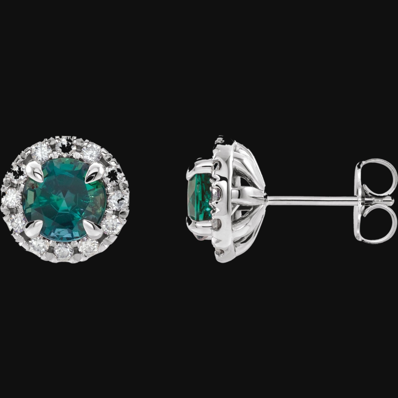 French-Set Halo-Style Earrings