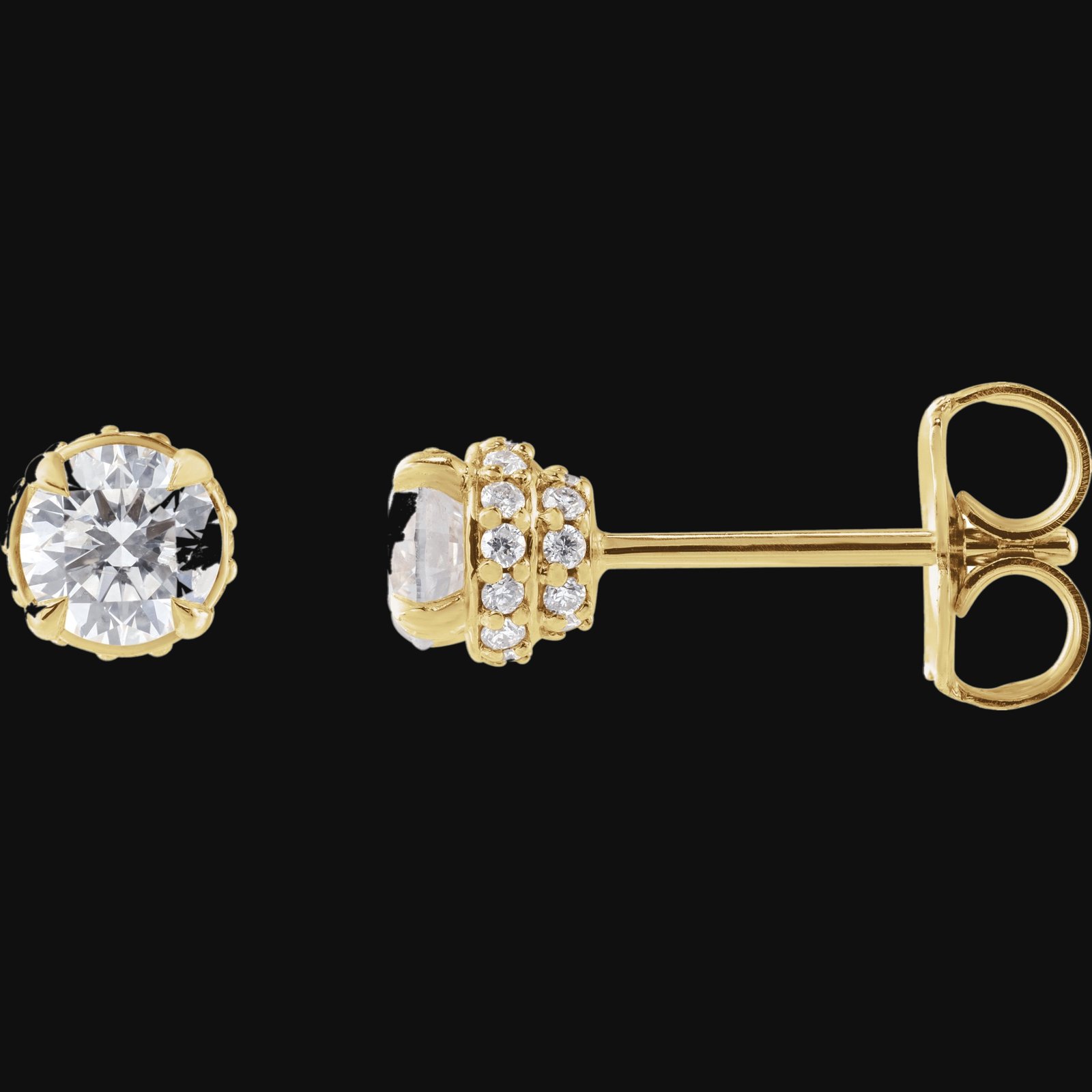 Round 4-Prong Hidden Halo-Style Stud Earrings - Image 3