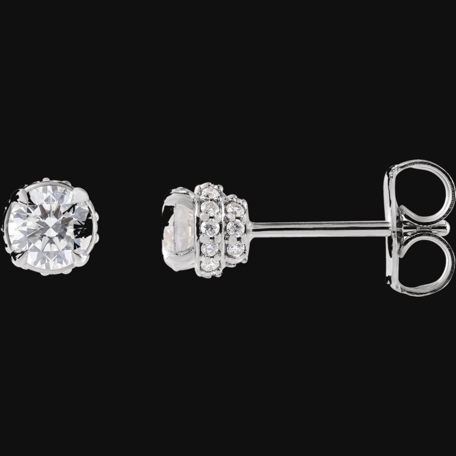Round 4-Prong Hidden Halo-Style Stud Earrings
