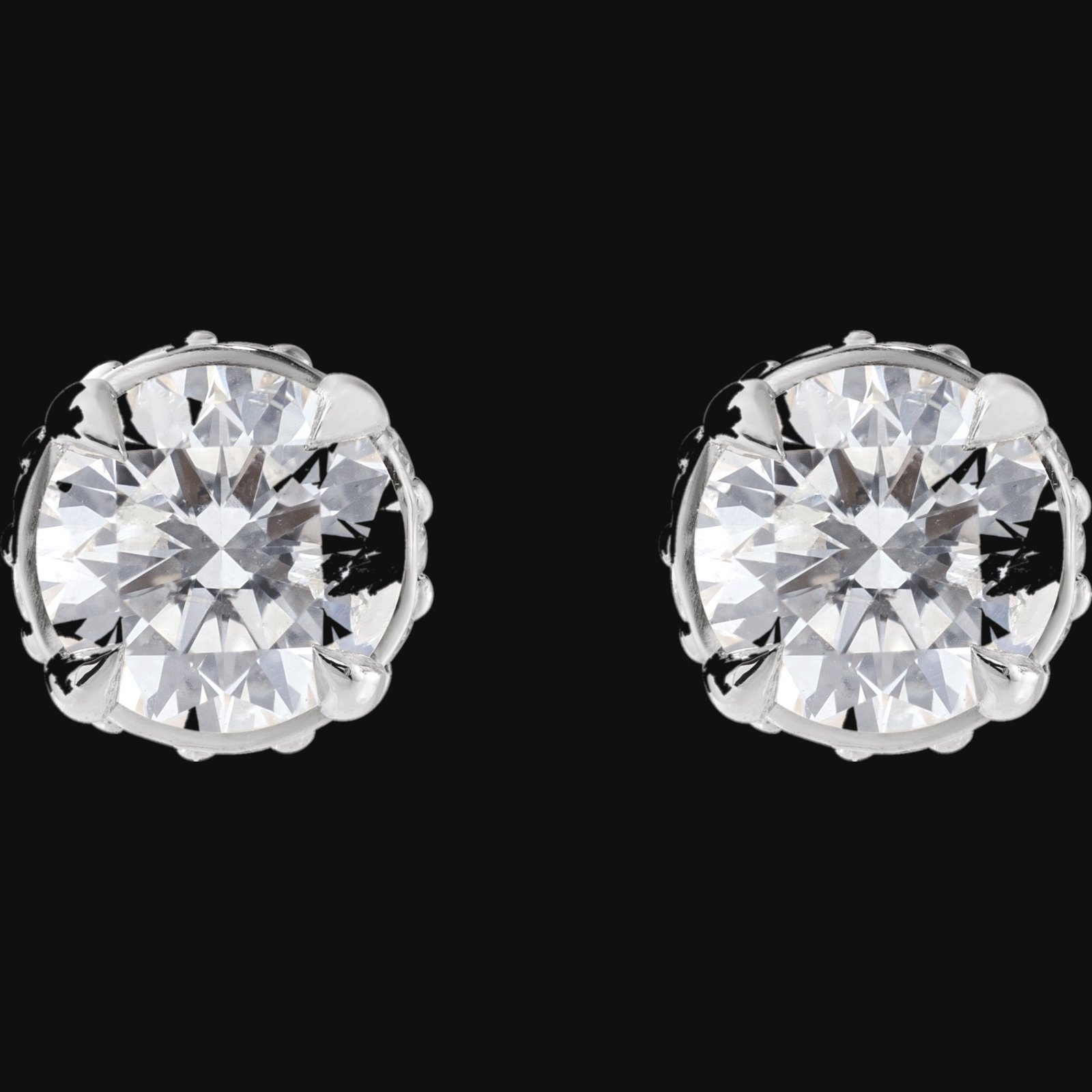 Round 4-Prong Hidden Halo-Style Stud Earrings - Image 2