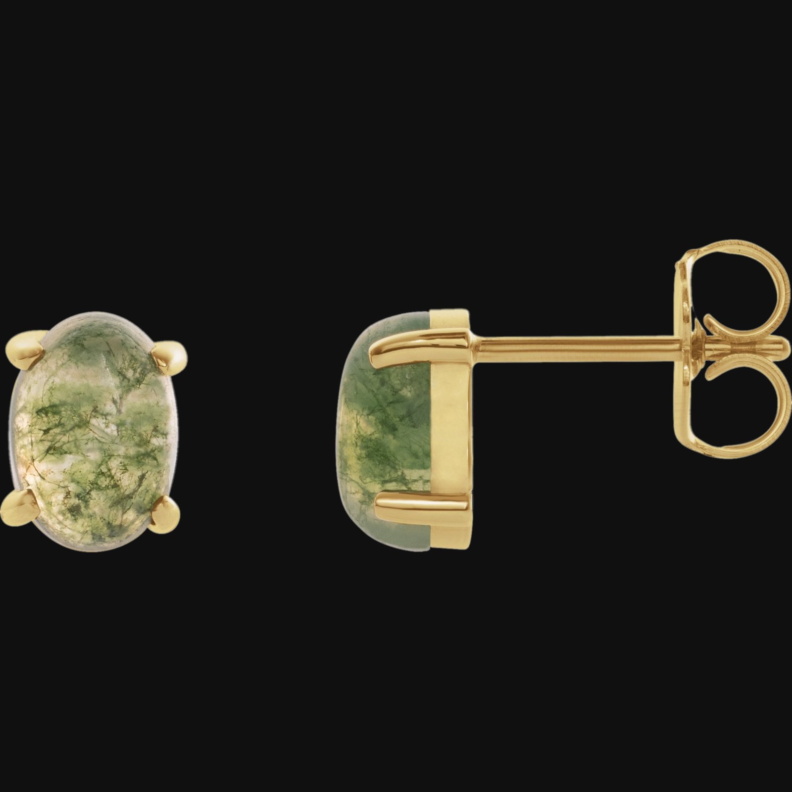 Oval 4-Prong Cabochon Earrings - Image 3