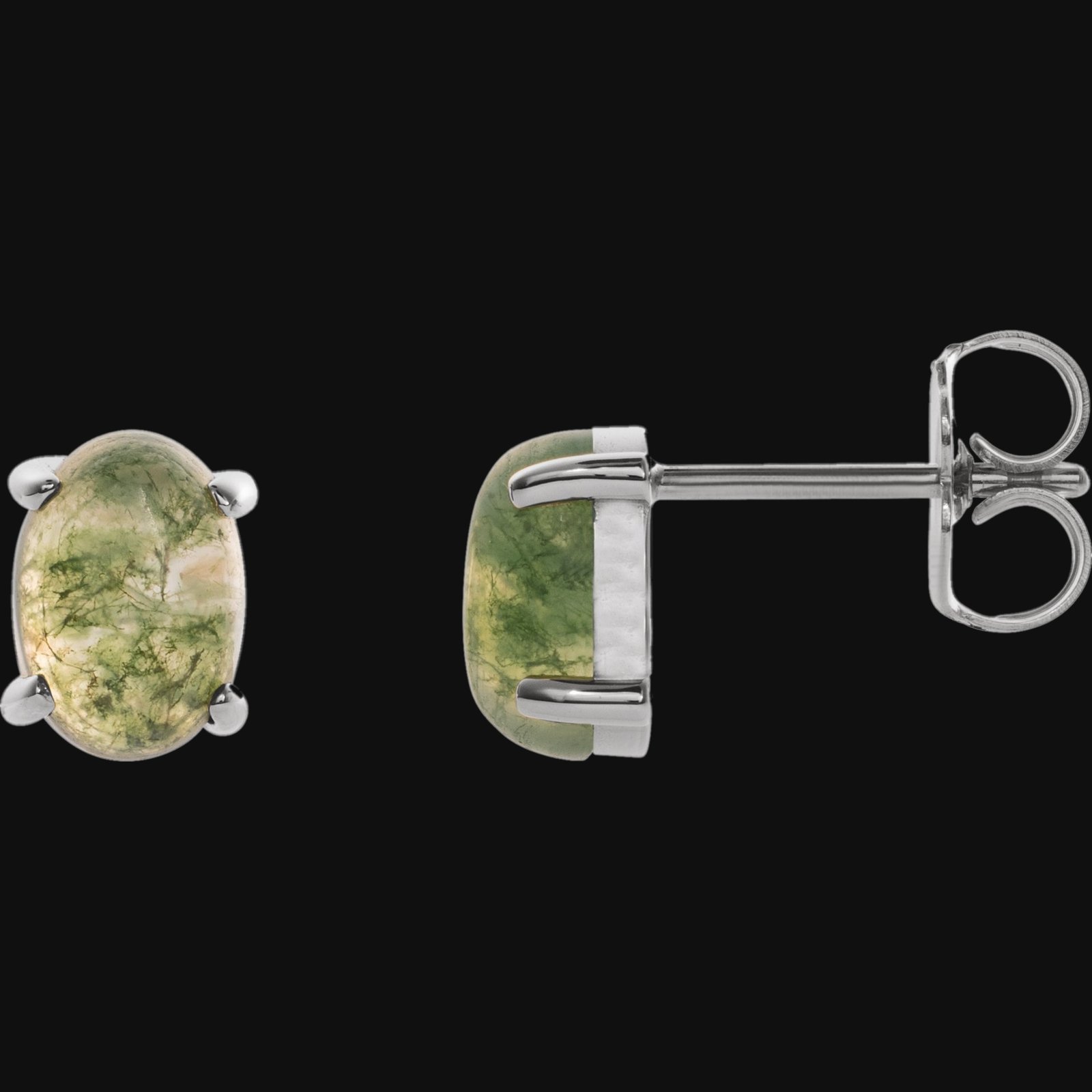 Oval 4-Prong Cabochon Earrings