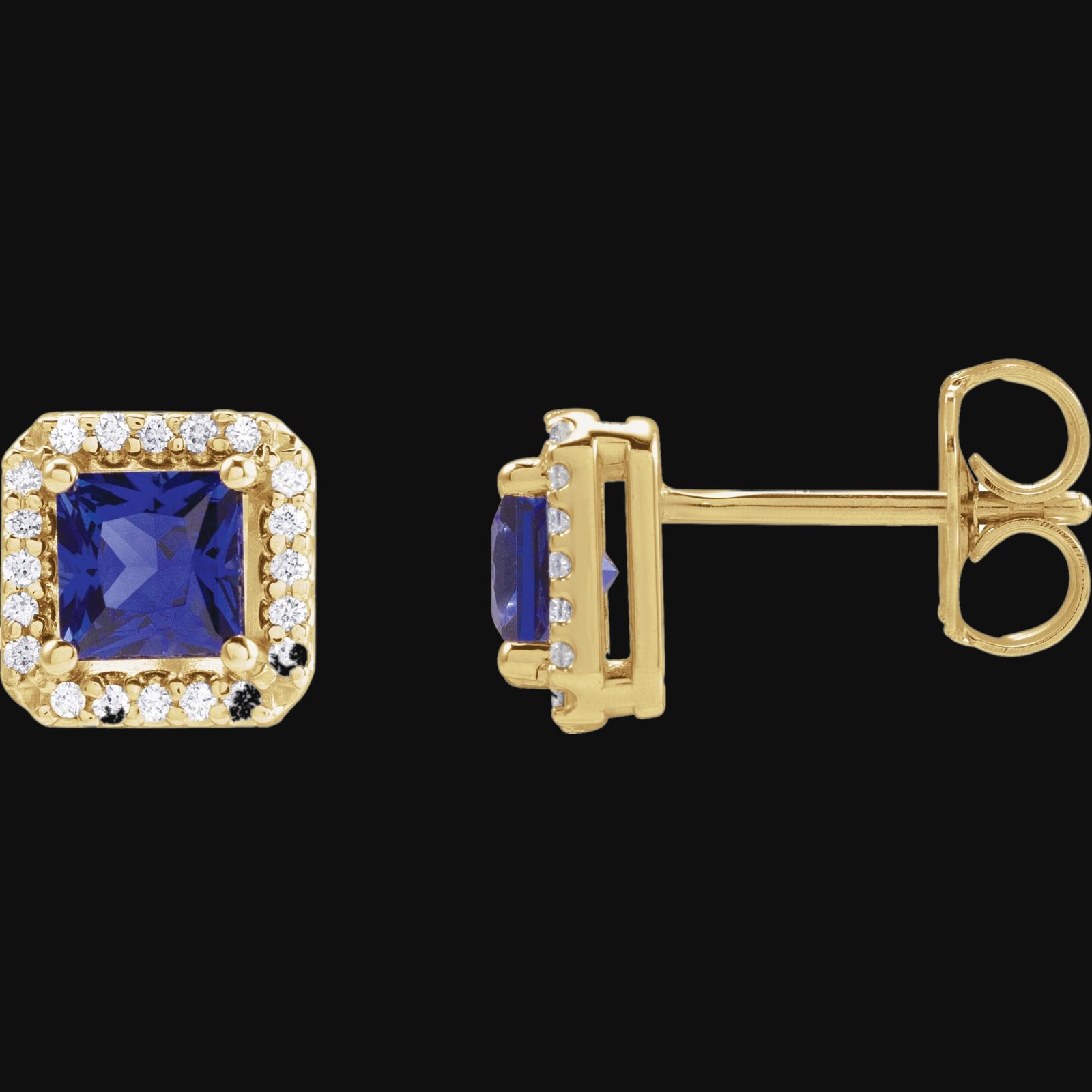 Square 4-Prong Halo-Style Earring - Image 3