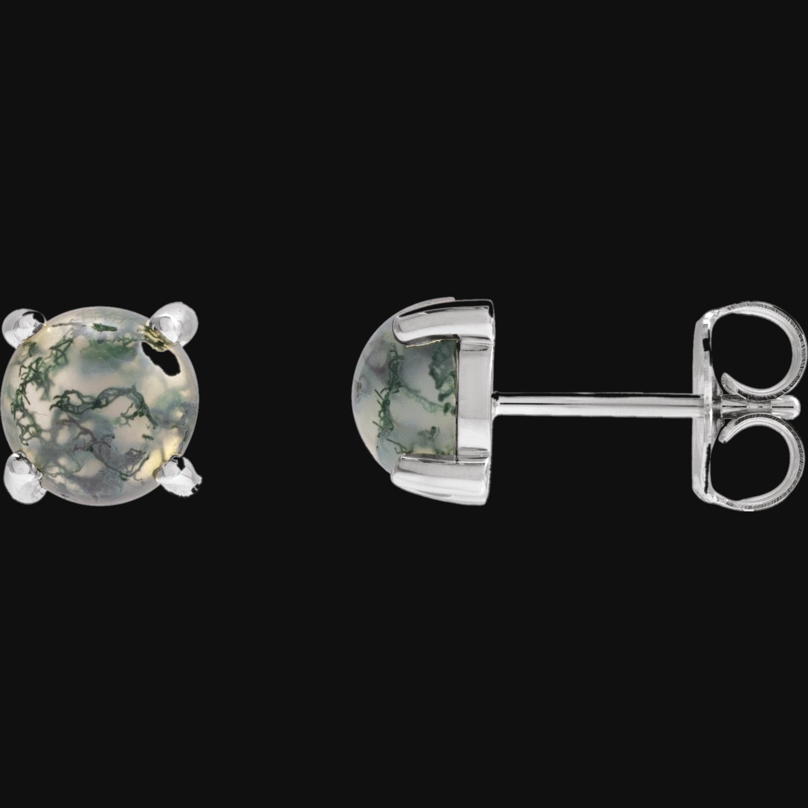Round 4-Prong Cabochon Earrings - Image 3