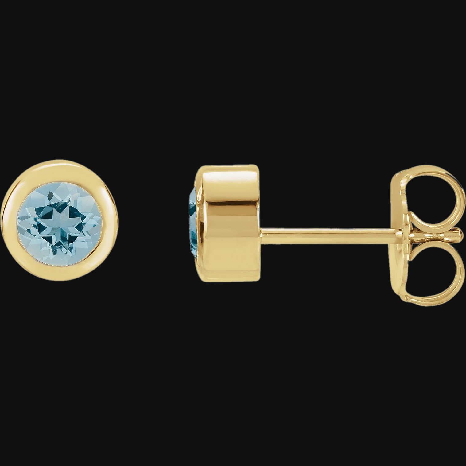 Round Bezel-Set Birthstone Stud Earrings - Image 3