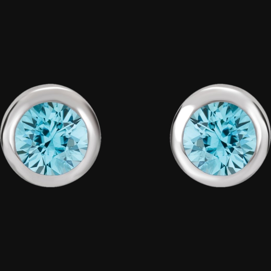 Round Bezel-Set Birthstone Stud Earrings - Image 2