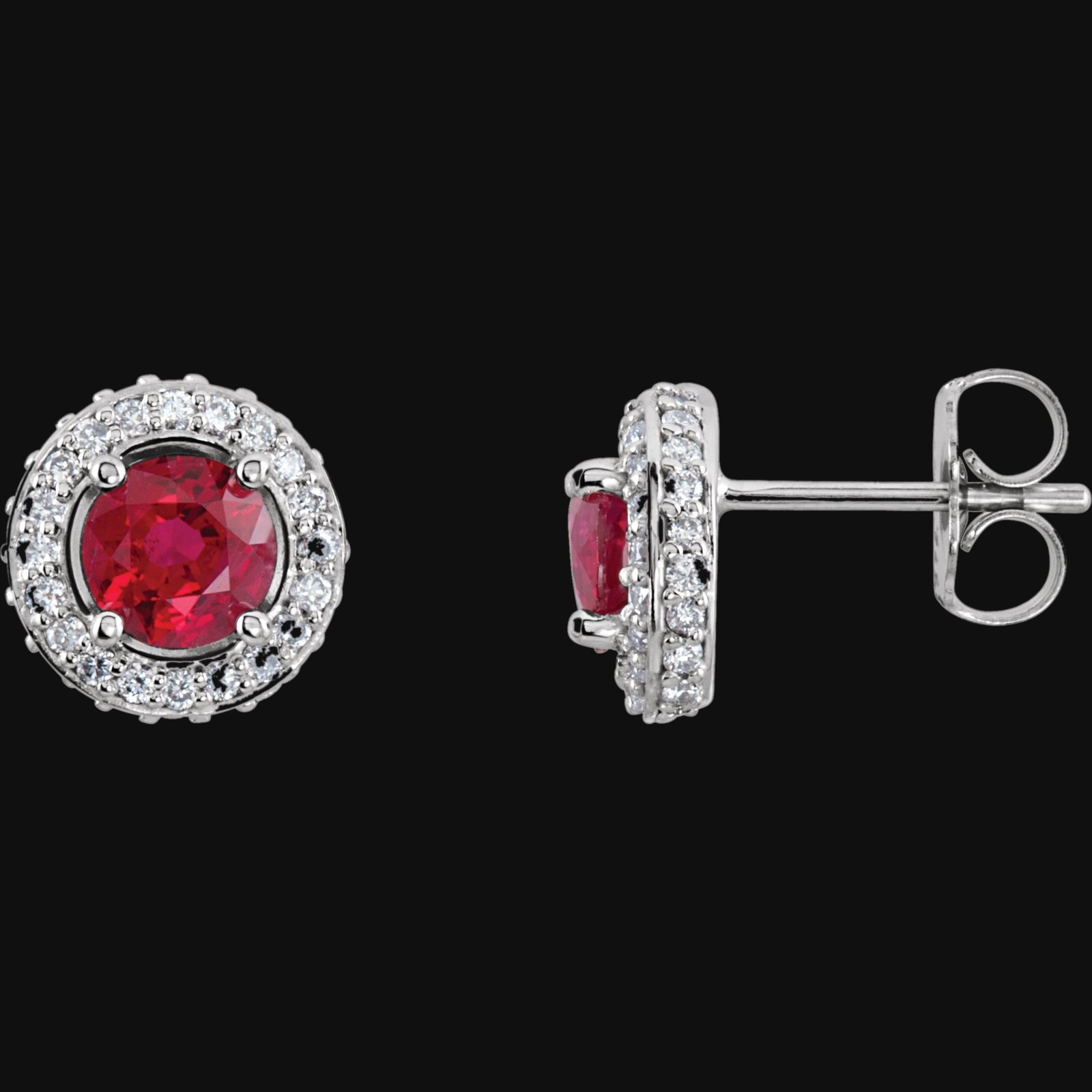 Round 4-Prong Halo-Style Earrings