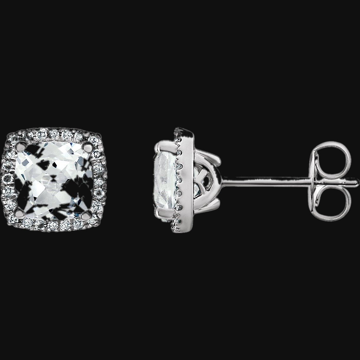 Round 4-Prong Halo-Style Earrings - Image 3