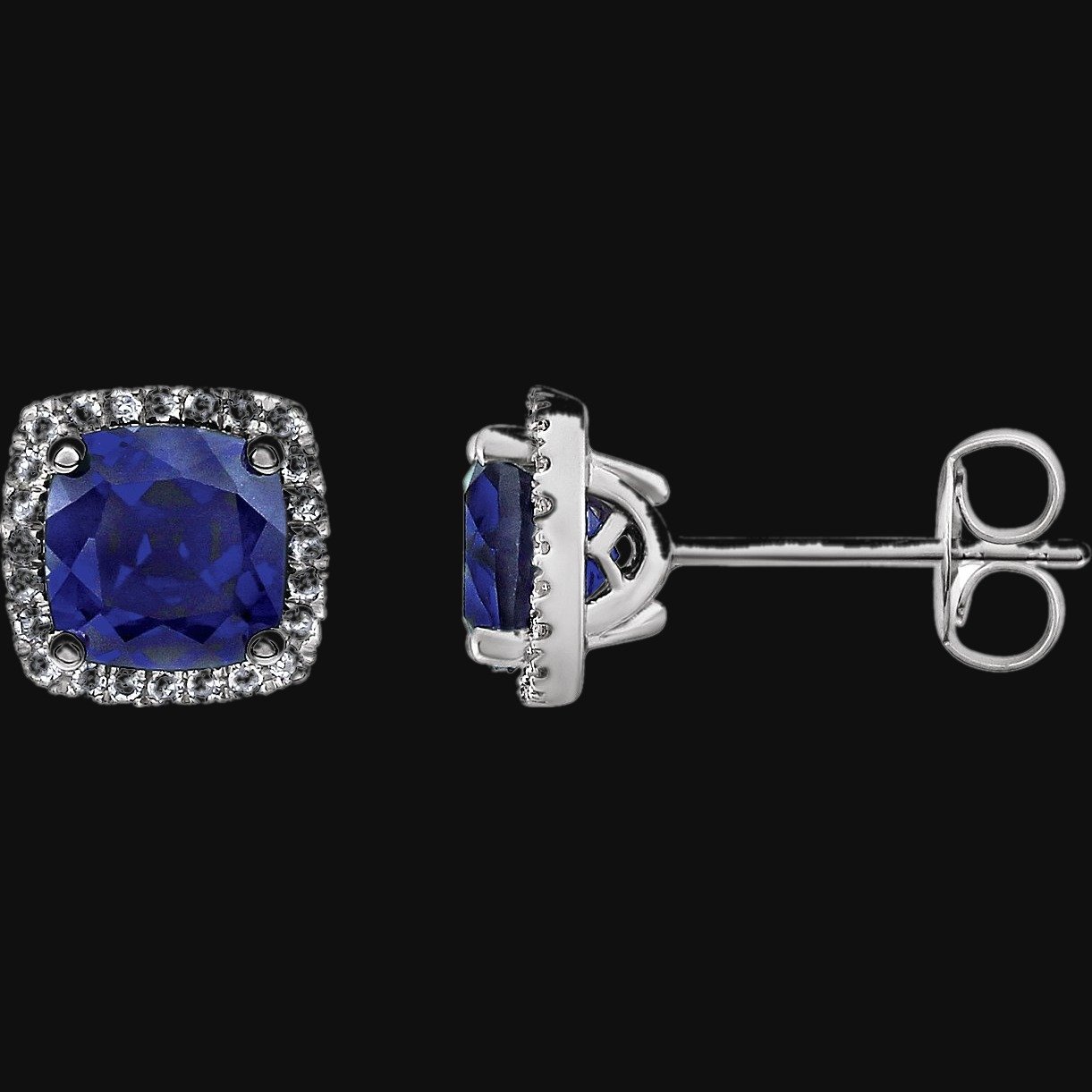 Round 4-Prong Halo-Style Earrings