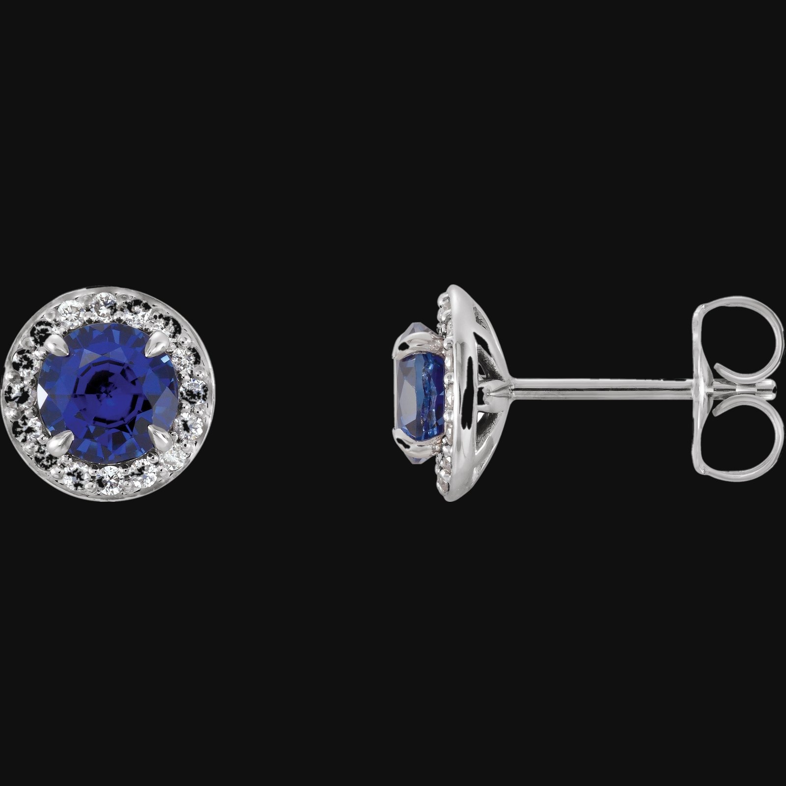 Round 4-Prong Halo-Style Earrings
