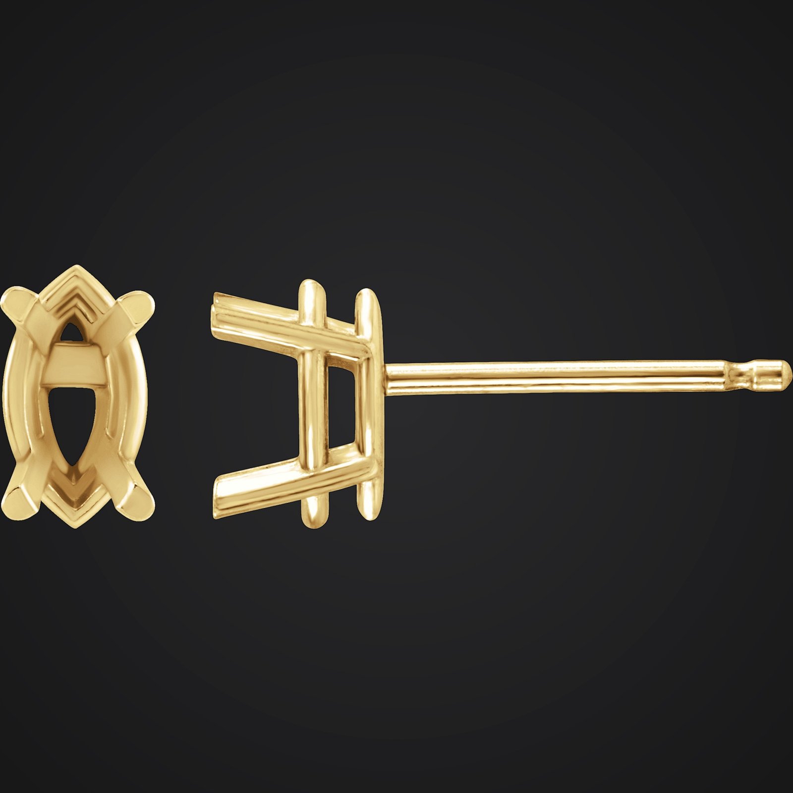 Marquise 4-Prong Lightweight Stud Earrings