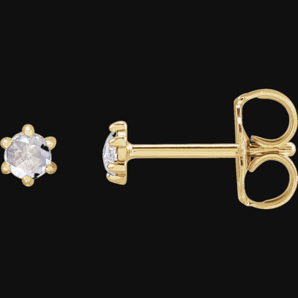 Round 6-Prong Rose-Cut Stud Earrings